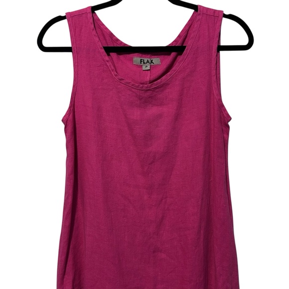 FLAX Pink Sleeveless Ruffle Hem Linen Midi Dress P (4/6) - Picture 3 of 13